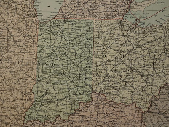 1890年アメリカ合衆国の古い地図、大型オリジナルアンティークポスター