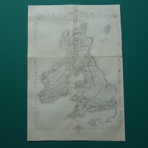 Die Britischen Inseln antike Landkarte Großbritannien Irland - original John Rapkin Druck - alte Vintage Karten UK