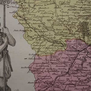 1876 Ancienne carte du département du Rhône, France Belle gravure ancienne sur Lyon Villeurbanne Vénissieux Bron, cartes vintage du Rhône vieille carte image 8