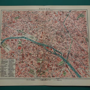 Paris alter Stadtplan von Paris original 1910 antiker detaillierter Stadtplan von Paris Vintage Maps 10x12"
