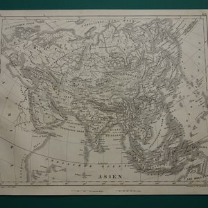 Alte Landkarte von Asien, 175+ Jahre alter Druck von asiatische Kontinenten von 1849 / vintage Karten Asiens