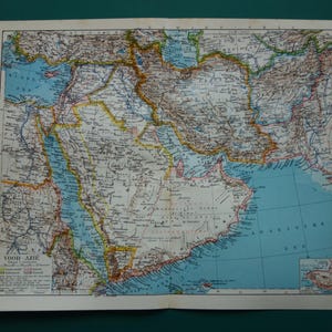 SAudi-arabien vintage Landkarte original 1939 detailreicher alter holländischer Druck von Saudi Arabien Landkarten Persien Aden Quatar Mekka