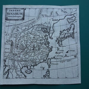 360+ Jahre alte Landkarte von Japan und China Original, antique Druck Japanisches chinesisches Empire Vintage kleine Karten 5x5"