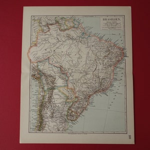 BRASILIEN alte Landkarte von Brasilien 1905 detaillierter original antiker Druck Recife Rio de janeien vintage Landkarten Amazonas Sao Paolo 10 x 12"