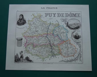 1923年のフランスのビンテージ地図 - 標高（等高線）ビュー - クールな