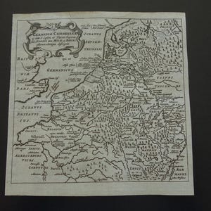 Carte de la Hollande, la Belgique, vieille de plus de 360 ans, dans l'Antiquité, petite carte vintage originale des Pays-Bas, impression ancienne, 5 x 5 po.