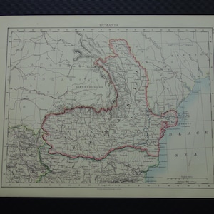 RUMÄNIEN alte englische Landkarte von Rumänien Original antike 120+ Jahre alte Landkarten