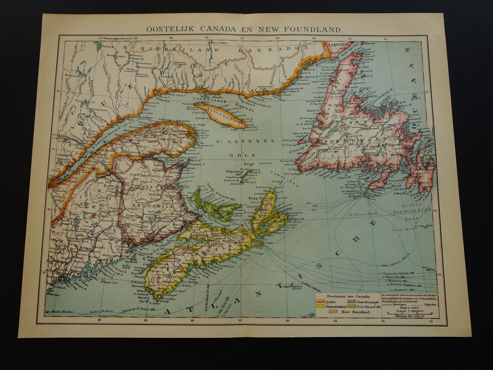 CANADA Antique Map of Eastern Canada Beautiful and Detailed | Etsy