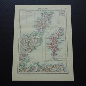 ÉCOSSE ancienne carte du nord-est de l'Écosse Wick Orkney 1901, impression ancienne originale, cartes vintage anglaises