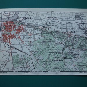 NIJMEGEN Antike Landkarte von Nijmegen im Jahr 1910 Original 110+ Jahre alter Stadtplan Beek Ubbergen St Anna Holland Kleine vintage Karten Niederlande
