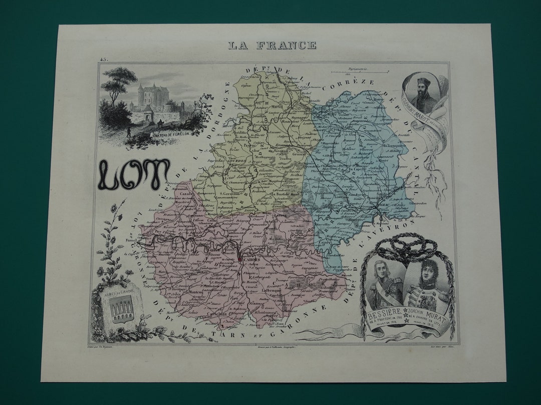 Lot Department Map 1870 LOT Old Map of Lot Departement Lovely Antique Print - Etsy