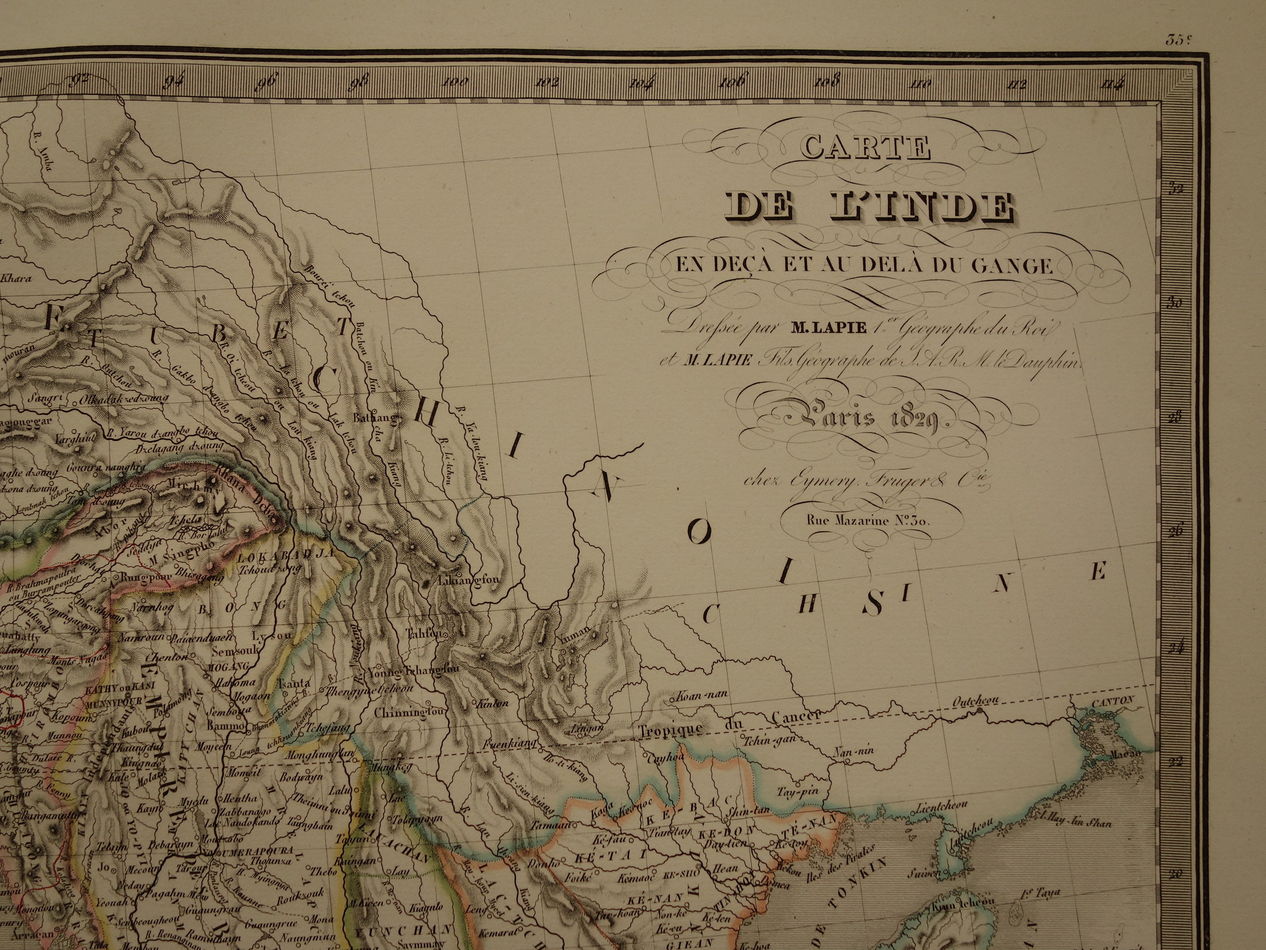 INDIA Old Map of India Bengal Thailand 1829 Antique French - Etsy Hong Kong