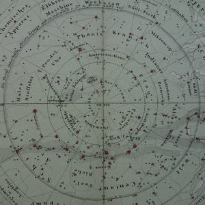 Antike Sternenkarte der Südhalbkugel - schönes 145+ Jahre altes Poster - Vintage Astronomie Karte Konstellation Sternzeichen Himmel - 35x50cm