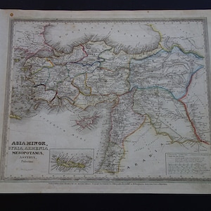 "TÜRKEI alte Landkarte 1850 original handkolorierter Druck ""Kleinasien"" Armenien Armenien Palästina"