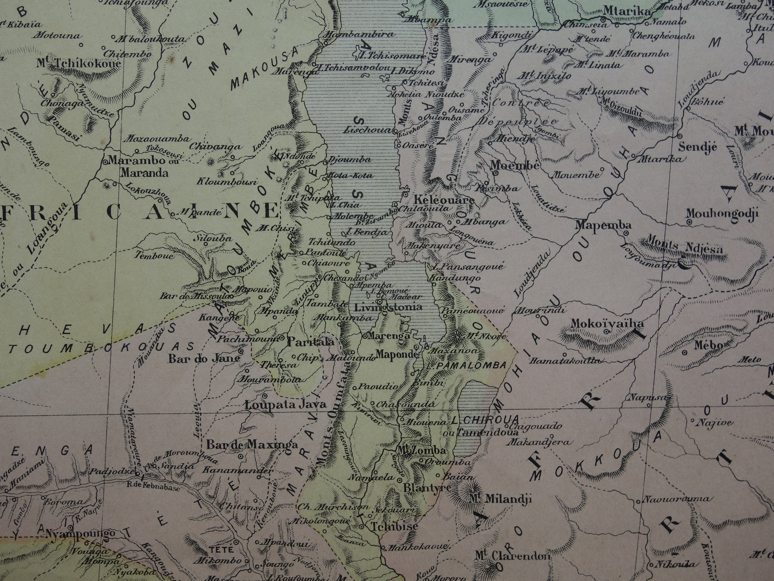 MOZAMBIQUE Old Map of Mozambique 1896 Original Antique Print About Lake ...