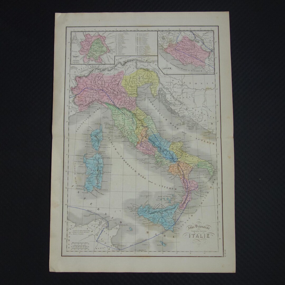 ITALY 165 Years Old Map of Ancient Italy Original Antique Poster/print ...