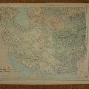 Mapa antiguo de Persia, póster original de 1890, de Irán, Afganistán, Baluchistán, Teherán, Mashhad, Karaj, mapas antiguos, 55 x 70 cm, 21 x 27 pulgadas.