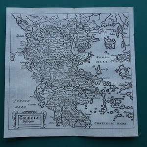 360+ years old map of Greece Original antique print Greece Vintage small maps 5x5" Athens - Cluver Graeciae Descriptio