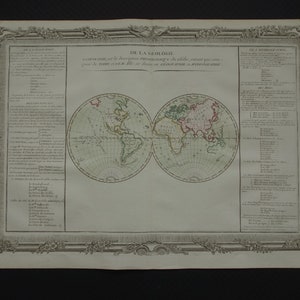 WELTKARTE alte Landkarte der Welt von 1761 original französische große antike Weltkarte