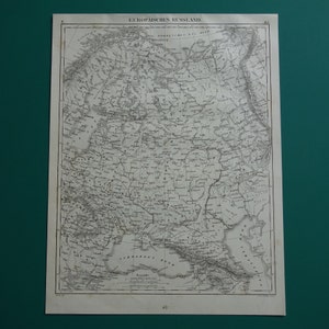 RUSSLAND Antike Landkarte des europäischen Russlands Original 175+ Jahre alter Druck von Moskau im Jahr 1849 Vintage Karten