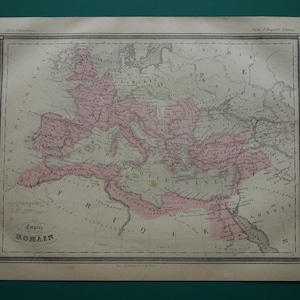 145+ Jahre alte Karte des Römischen Reiches von 1877, original, antiquarischer Druck von den Grenzen Roms