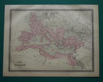 西暦 200 年頃のローマ帝国 - 1902 年のオリジナルのアンティーク地図