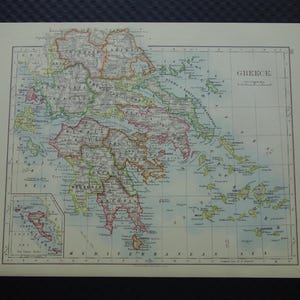 GREECE old English map of Greece Original antique 120+ years old maps