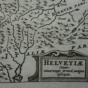 360+ Jahre alte Karte von der Schweiz, original vintage vintage Karte, Karte der Schweiz, vintage Cluver Helvetiae