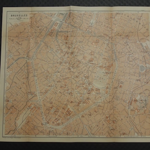 Antieke kaart van Brussel 1904 originele oude stadsplattegrond over Brussel België Belgique België gedetailleerde vintage kaarten Brussel