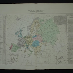 Alte Landkarte Europa im Jahr 1773 Königreich Polen-Spartheit GROSSE original antike Geschichts-Karte europäisches Festland - Denaix vintage Maps