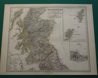 グラスゴー 地方郡マップチャート アートプリント 20世紀