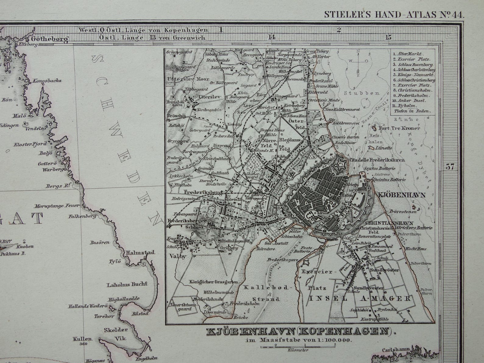 DENMARK Old Map of Denmark and Holstein 1880 Original Large Antique ...