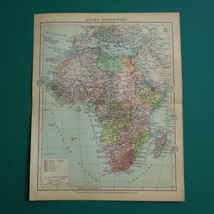 Old map of Africa from 1932 original vintage Dutch print about African continent colonial powers maps