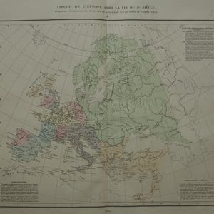 Alte Landkarte Europa Ende des 5 Jahrhundert Untergang des römischen Reiches original antike Geschichts-Karte Europa vintage Landkarten