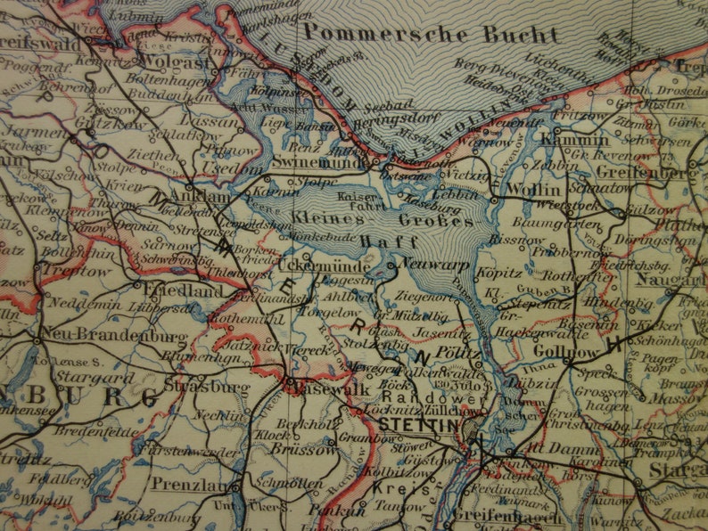 Old map of Pomerania Germany province 1913 original vintage | Etsy