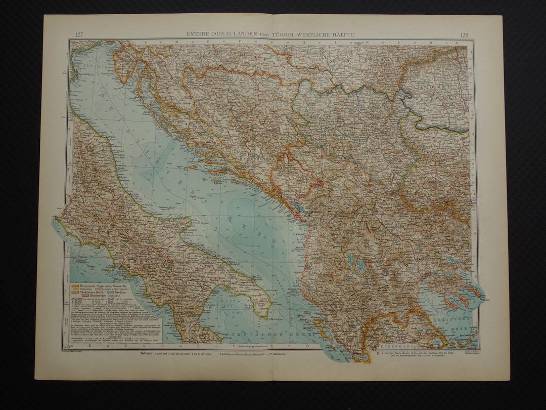 BALKANS Map LARGE 1910 Original Old Antique Poster Map of - Etsy