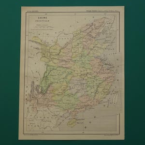 CHINA alte Landkarte Ostchina 1896 original antique print Vintage Karten 23x30 9x12"