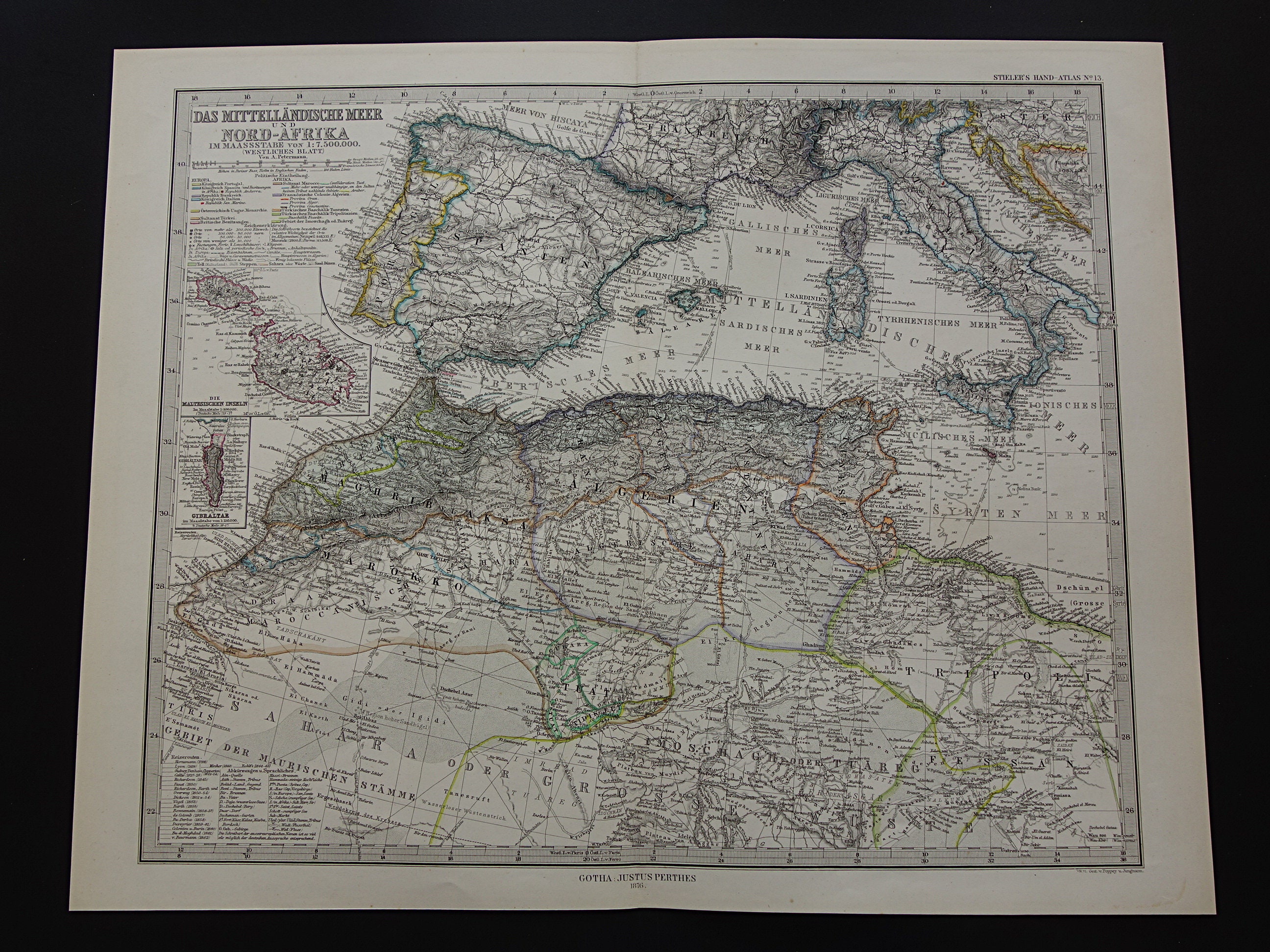 Old, antique map of the Mediterranean Sea - Middle East by Ottens R. & J.