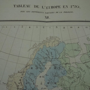 Alte Landkarte Europa im Jahr 1795 Nach der Teilung Polens GROSSE original antike Geschichtskarte Europäischer Kontinent Denaix Vintage Maps