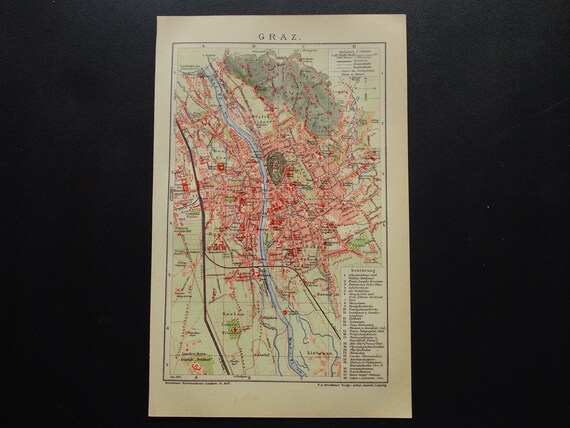 INNSBRUCK antique town city plan stadtplan Austria Österreich karte 1905 map