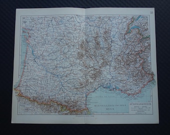 フランス、ニームのアンティーク地図 - 1907年版 - Etsy 日本