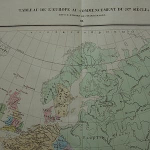 Alte Landkarte Europa Anfang des 9.Jahrhunderts Karl der Große Kaiserreich Karl der Große original antike Geschichts-Karte Europa große Vintage Karten