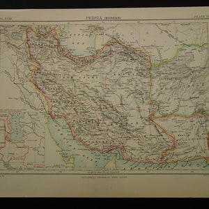 PERSIEN alte Landkarte Original 1883 antique Druck über Iran Afghanistan Belutschistan vintage Landkarten 21x27c 8x11"