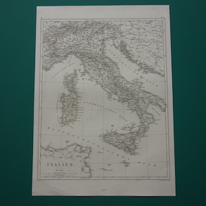 ITALIA vecchia mappa dell'Italia Originale 175+ anni mappa tedesca 1849 mappe vintage Roma Milano Italia