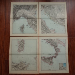 ITALIEN alte Karte von Italien 1891 Sehr großes original antikes Druck Poster von Italien detaillierten Vintage Karten 30x38"groß mit Jahreszahl datiert