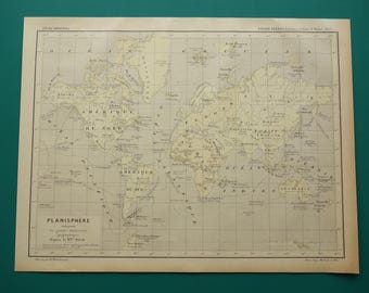 WORLDMAP Old Map of the World 1908 Lovely Antique German Colonial Map ...