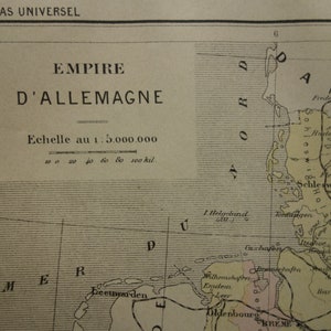 DEUTSCHLAND Landkarte Deutsches Reich 1896 original antike französische Landkarte Berlin Frankfurt vintage Landkarten Deutsches Reich 23 x 30 cm 9x12"