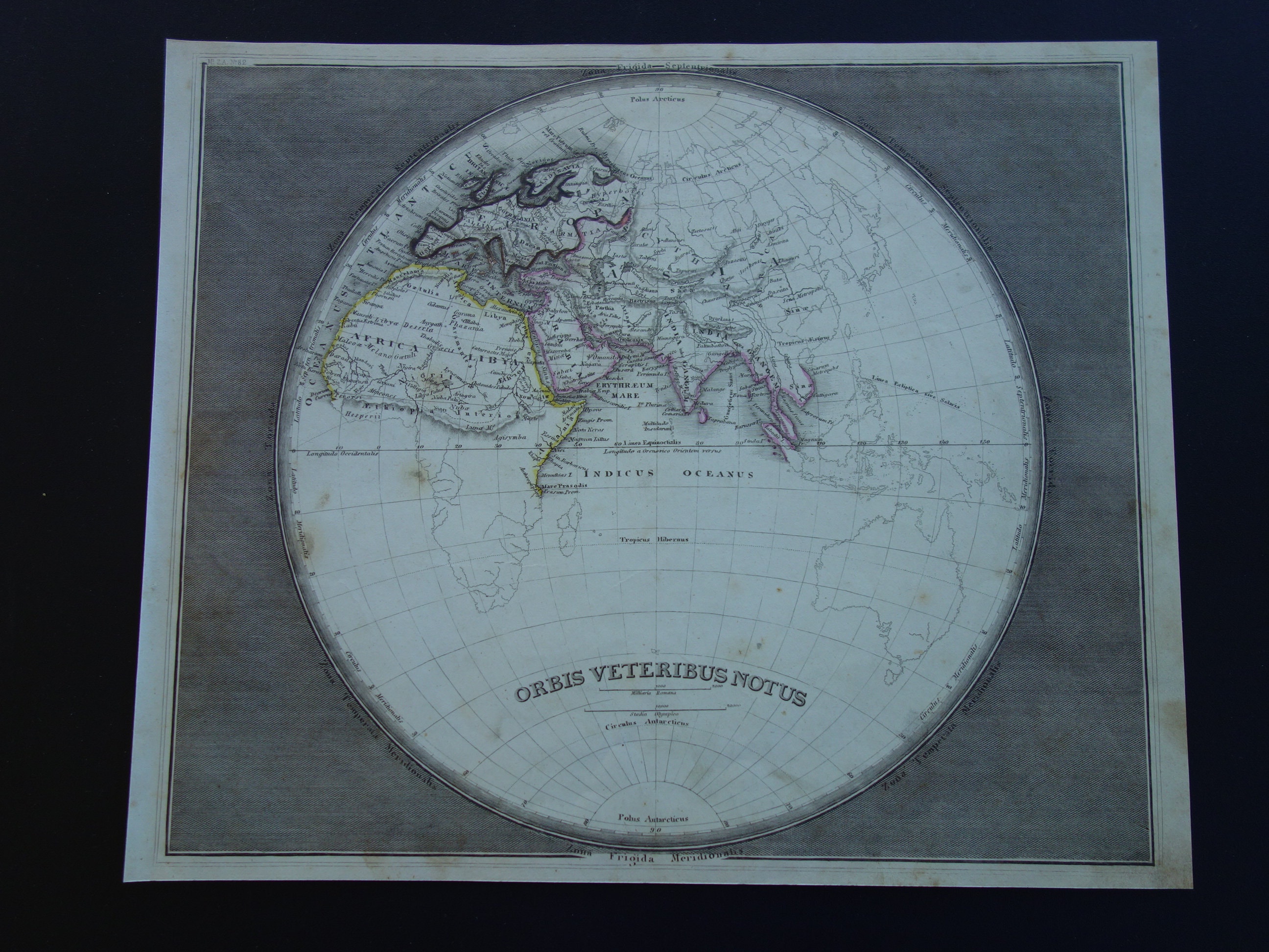 WORLD Map of the Ancient World 1850 Original Old Hand Colored Etsy
