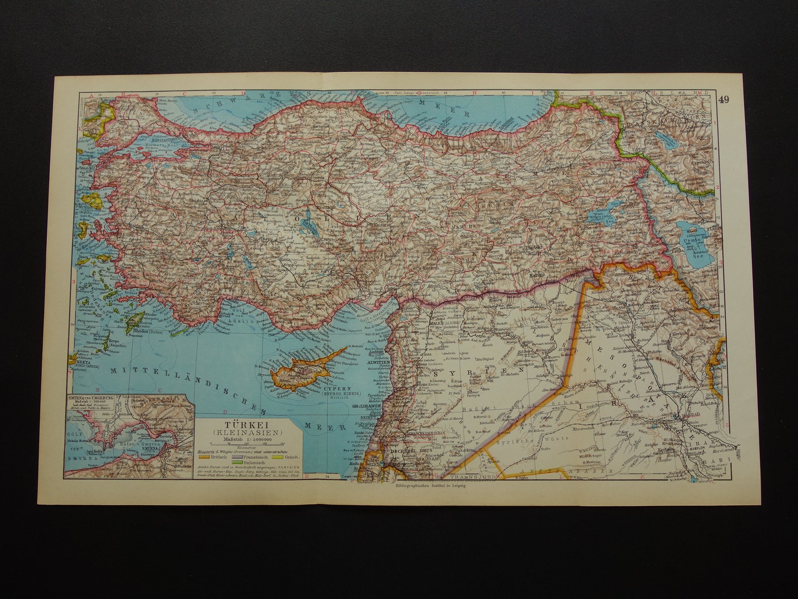 Old map of Turkey 1928 very detailed antique map of Asia Minor Etsy