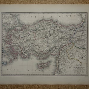 Landkarte von Kleinasien Türkische Landkarte Phönizien Anatolien Kypern im klassischen Altertum 20x27"